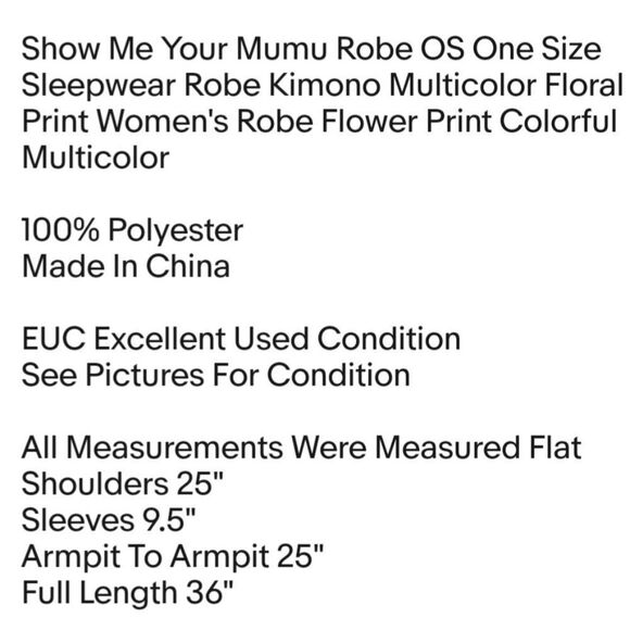 Show Me Your Mumu Robe OS One Size Sleepwear Robe Kimono Multicolor Floral Print - Picture 2 of 5